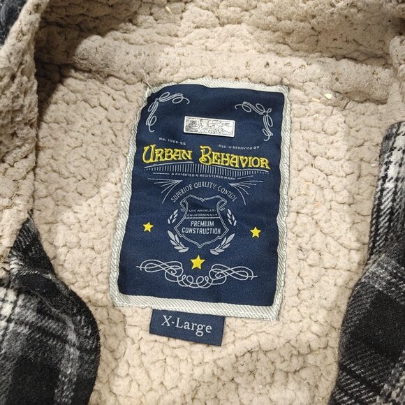 Good Condition Urban Behavior Premium Wool Jacket Black Plaid Size XL - Picture 2 of 3